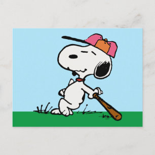 Carte Postale cacahuètes Snoopy at Bat