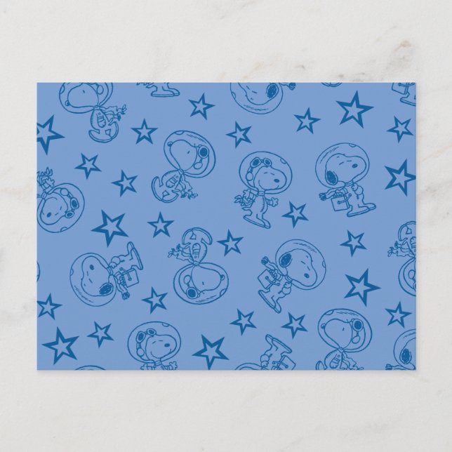 Carte Postale cacahuètes | Snoopy Blue Space Astronaut Motif (Devant)
