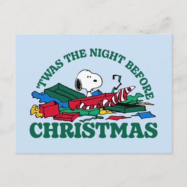 Carte Postale cacahuètes | Snoopy 'C'était la nuit avant Noël (Devant)