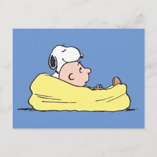 Carte Postale cacahuètes   Snoopy & Charlie Brown dans la chaise