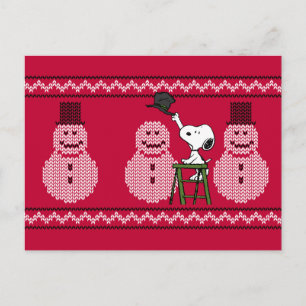 Carte Postale cacahuètes   Snoopy Christmas Sweater Snowman