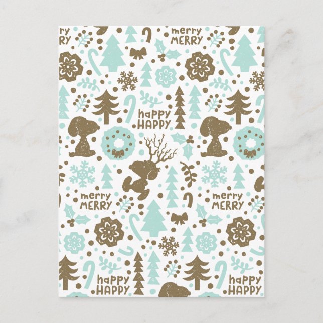 Carte Postale cacahuètes | Snoopy Frosty Motif de Noël (Devant)