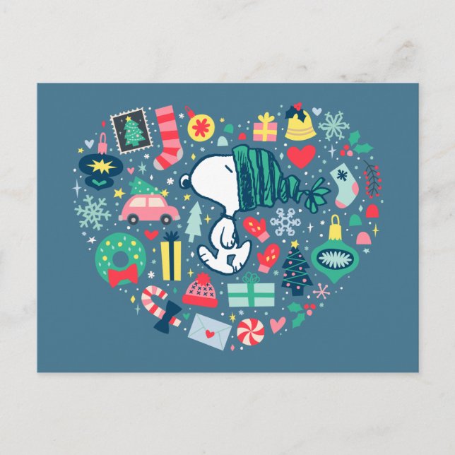 Carte Postale cacahuètes | Snoopy Holiday Happiness Heart (Devant)
