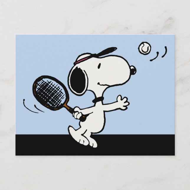 Carte Postale cacahuètes | Snoopy Joue Au Tennis (Devant)