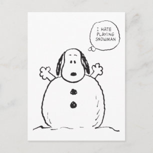Carte Postale cacahuètes   Snoopy Jouer Snowman