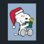 Carte Postale cacahuètes | Snoopy Père Noël & Woodstock Cadeau<br><div class="desc">Découvrez ce joyeux dessin de Noël de cacahuètes.</div>