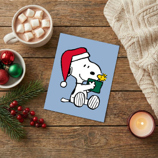 Carte Postale cacahuètes | Snoopy Père Noël & Woodstock Cadeau