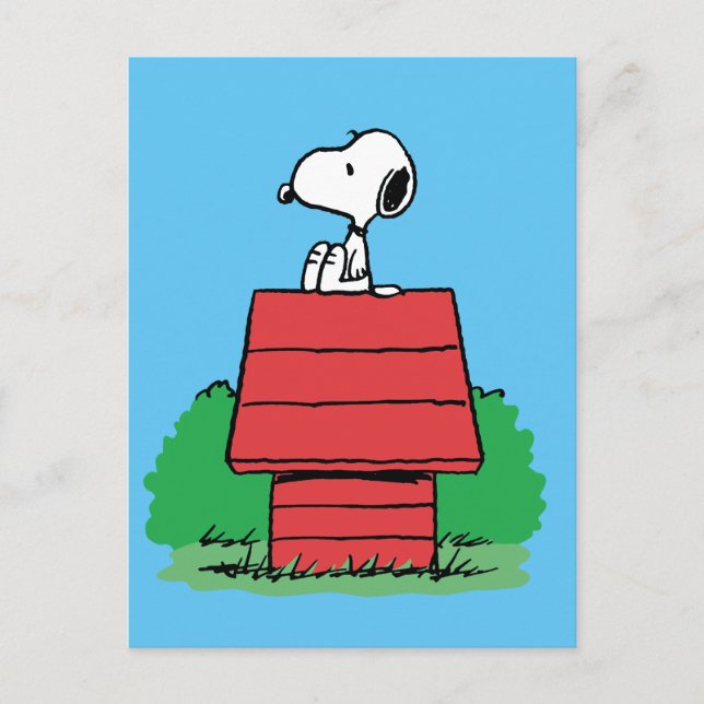 Carte Postale cacahuètes | Snoopy reposant sur la niche (Devant)