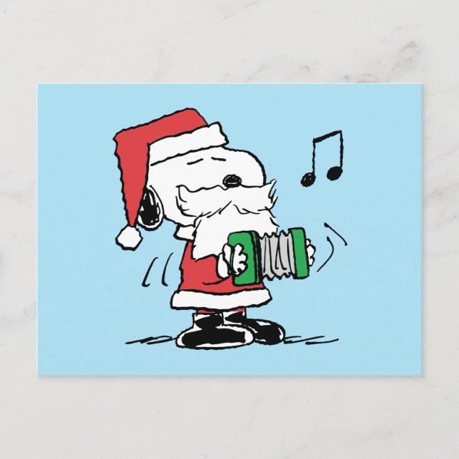 Carte Postale cacahuètes | Snoopy Santa Claus Accordian (Devant)