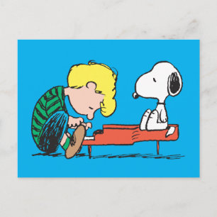 Carte Postale cacahuètes   Snoopy & Schroeder au piano