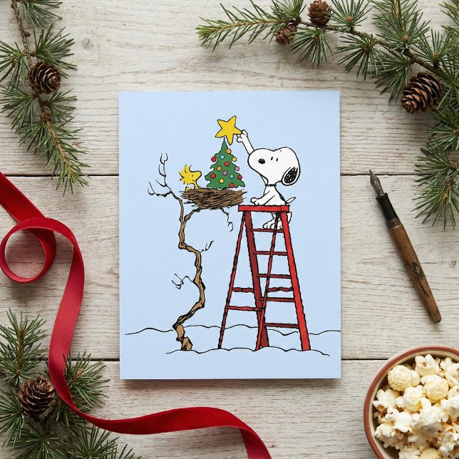 Carte Postale cacahuètes | Snoopy & Woodstock Arbre de Noël (Créateur téléchargé)