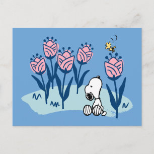 Carte Postale cacahuètes   Snoopy & Woodstock Flower Garden