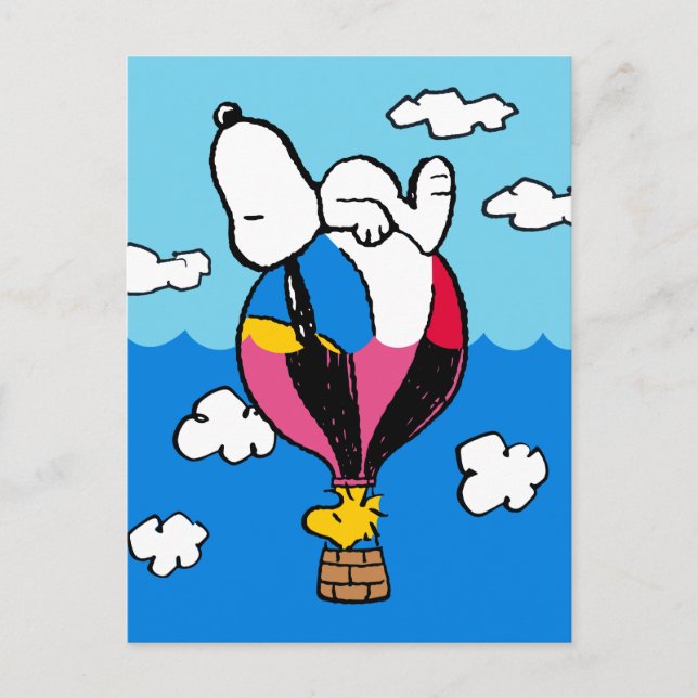 Carte Postale cacahuètes | Snoopy & Woodstock Hot Air Balloon (Devant)