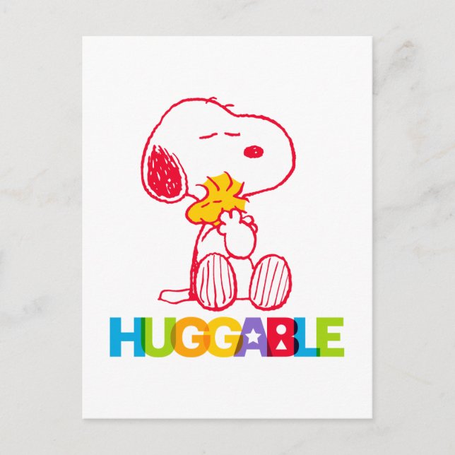 Carte Postale cacahuètes | Snoopy & Woodstock Huggable (Devant)
