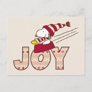 Carte Postale cacahuètes Snoopy & Woodstock Joy Sled Ride