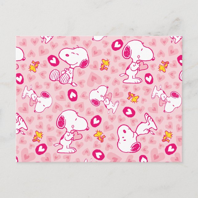Carte Postale cacahuètes | Snoopy & Woodstock Motif de coeur (Devant)