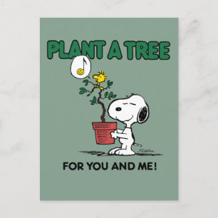 Carte Postale cacahuètes   Snoopy & Woodstock Plante A Tree