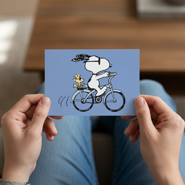 Carte Postale cacahuètes | Vélo Snoopy & Woodstock (Créateur téléchargé)