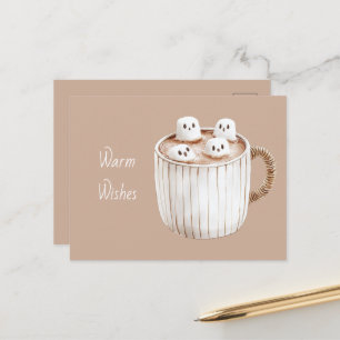 Carte Postale Cacao Souhaits Chauds Mug Brun Marshmallows