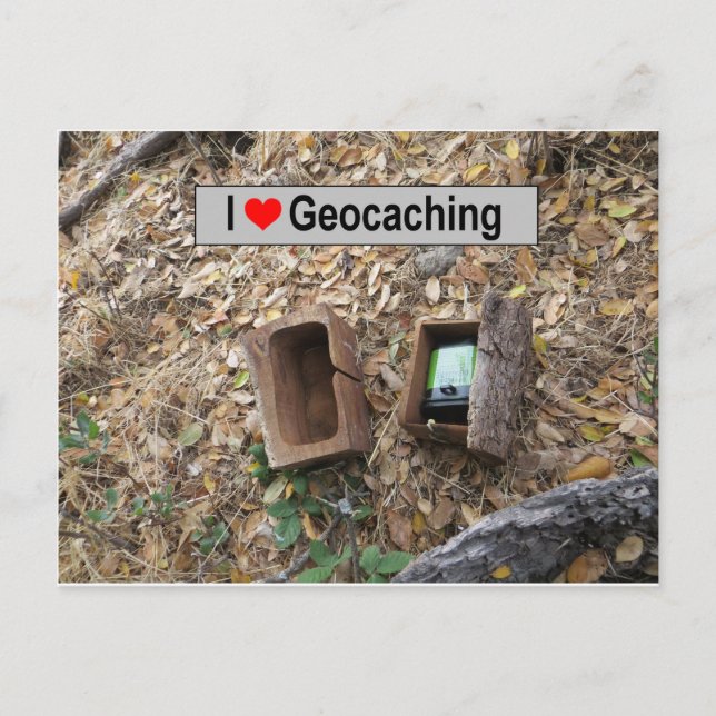Carte Postale Cachet de boîte en bois : Géocaching (Devant)