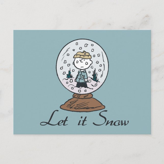 Carte Postale Cachou | Boule de neige Charlie Brown (Devant)
