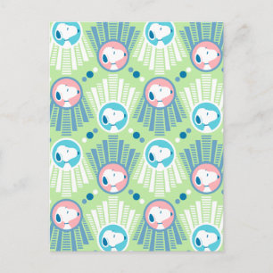 Carte Postale Cachou   Snoopy Mint Green Deco Dreams Pattern