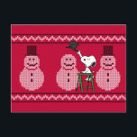Carte Postale Cachou | Sweat de Noël de Snoopy bonhomme de neige<br><div class="desc">Célébrez les fêtes et votre amour de Peanuts avec ce modèle de sweat de Noël laid avec Snoopy et une rangée de bonhommes de neige.</div>