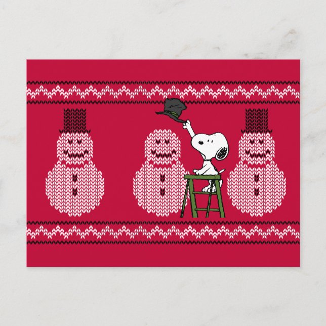 Carte Postale Cachou | Sweat de Noël de Snoopy bonhomme de neige (Devant)