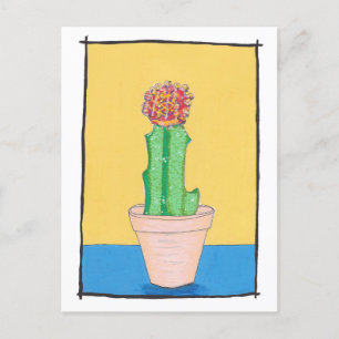 Carte Postale Cactus à billes rouges, dessin artistique mignon,