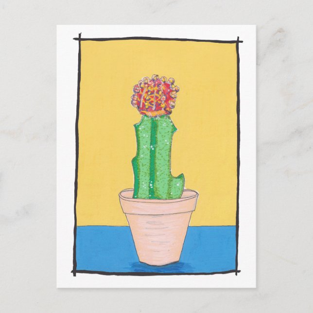 Carte Postale Cactus à billes rouges, dessin artistique mignon,  (Devant)