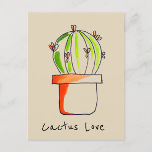 Carte Postale Cactus amour du désert mexicain jolie illustration