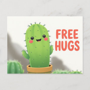Carte postale Cactus Câlins Gratuits Mignon Kawaii