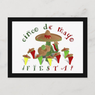 Carte Postale Cactus de fête avec guitare et poivrons dansants