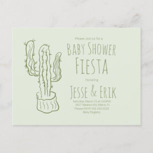 Carte Postale Cactus de saguaro dessiné à la main vert Baby Show