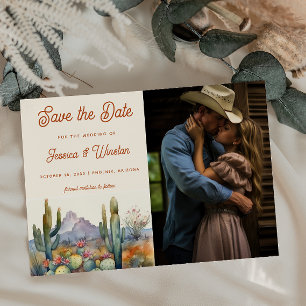 Carte Postale Cactus du désert moderne Photo Sauvez la date