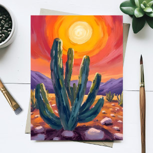 Carte Postale Cactus du désert   Peinture de paysage de nature a