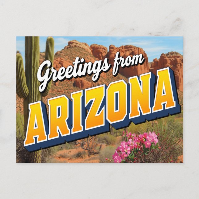 Carte Postale Cactus et désert de l'Arizona (Devant)
