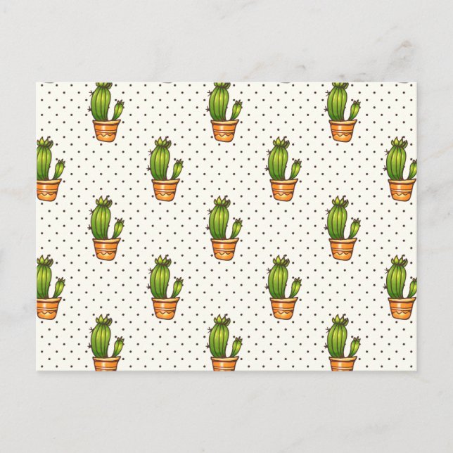 Carte Postale Cactus et Motif de point de polk Succulent (Devant)