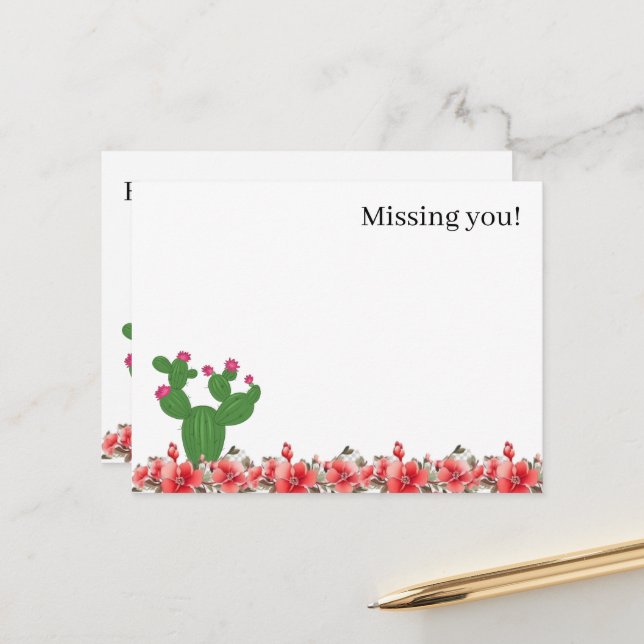 Carte postale Cactus Mignon Fleurs Orange Tu me ma (Devant/Arrière en situation)
