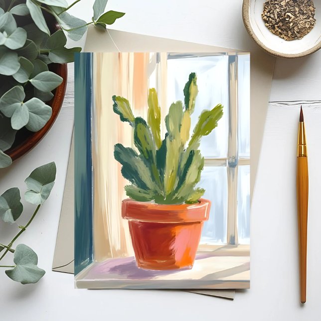 Carte Postale Cactus Plant | Green Botanical Watercolor (Créateur téléchargé)