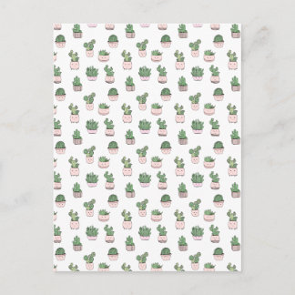 Carte Postale Cactus souriants successifs dans les pots de fleur