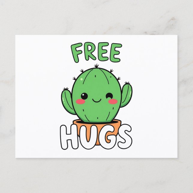 Carte postale Cactus Sourire Câlins Gratuits Déser (Devant)