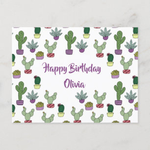 Carte Postale Cactus Succulent Cactus Plantes Posés Joyeux Anniv