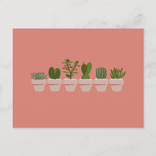 Carte Postale Cactus & Succulent - rose (Devant)