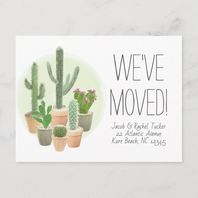 Carte Postale Cactus Succulents Nouvelle maison Faire-part mobil (Devant)