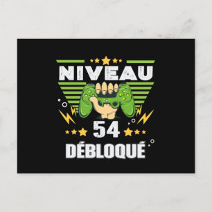 Carte Postale Cadeau 54 ans Anniversaire Gamer Niveau 54