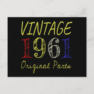 Carte Postale Cadeau 60e Anniversaire Vintage 1961 Pièces d'Orig