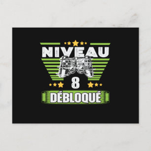 Carte Postale Cadeau 8 ans Anniversaire Gamer Niveau 8 Débloqué