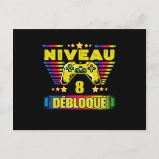 Carte Postale Cadeau 8 ans Anniversaire Gamer Niveau 8 Débloqué
