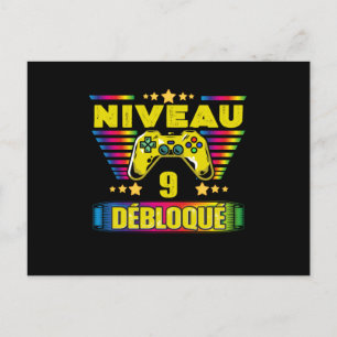 Carte Postale Cadeau 9 ans Anniversaire Gamer Niveau 9 Débloqué